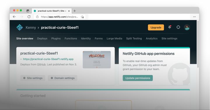 Netlify App repository page