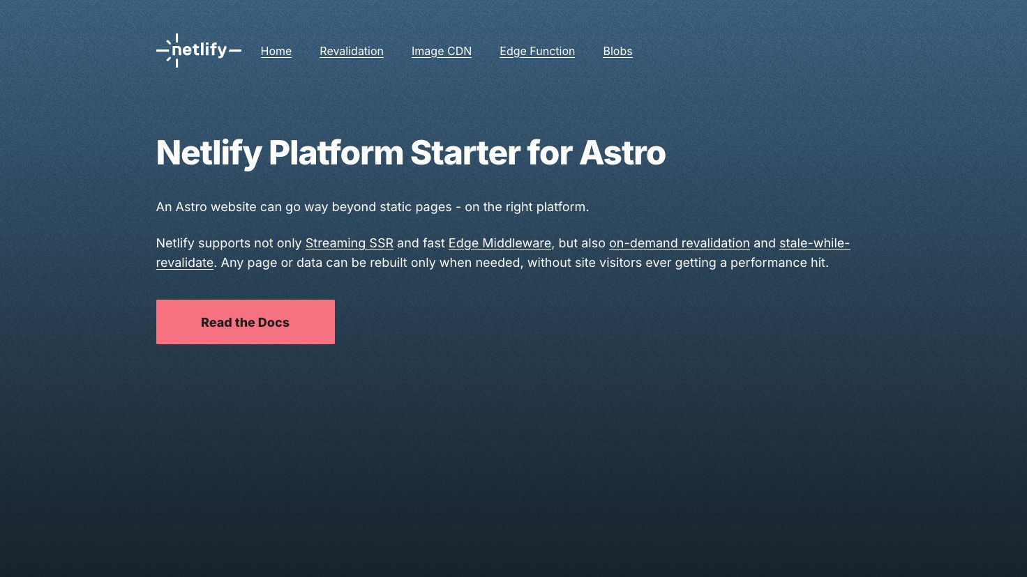 Netlify Platform Starter for Astro